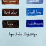 Burnt Sienna, Burnt Umber, Sepia, Lavender, Cobalt Blue, French Ultramarine. Arches Rough 300gsm.