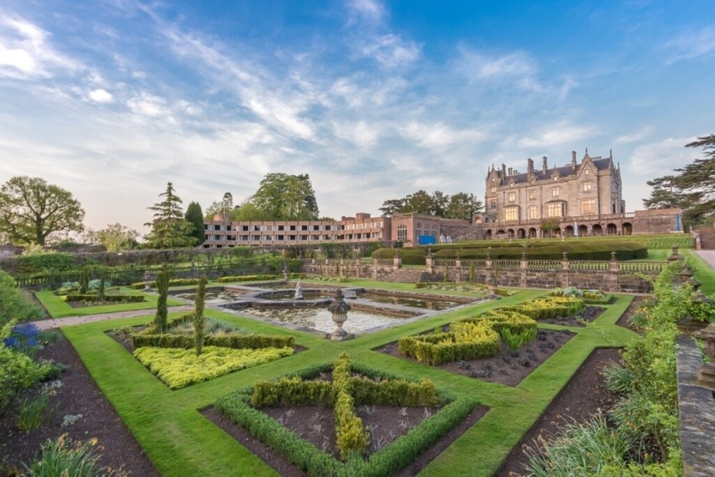 The Italianate gardens and Lilleshall Hall, home of IWM.