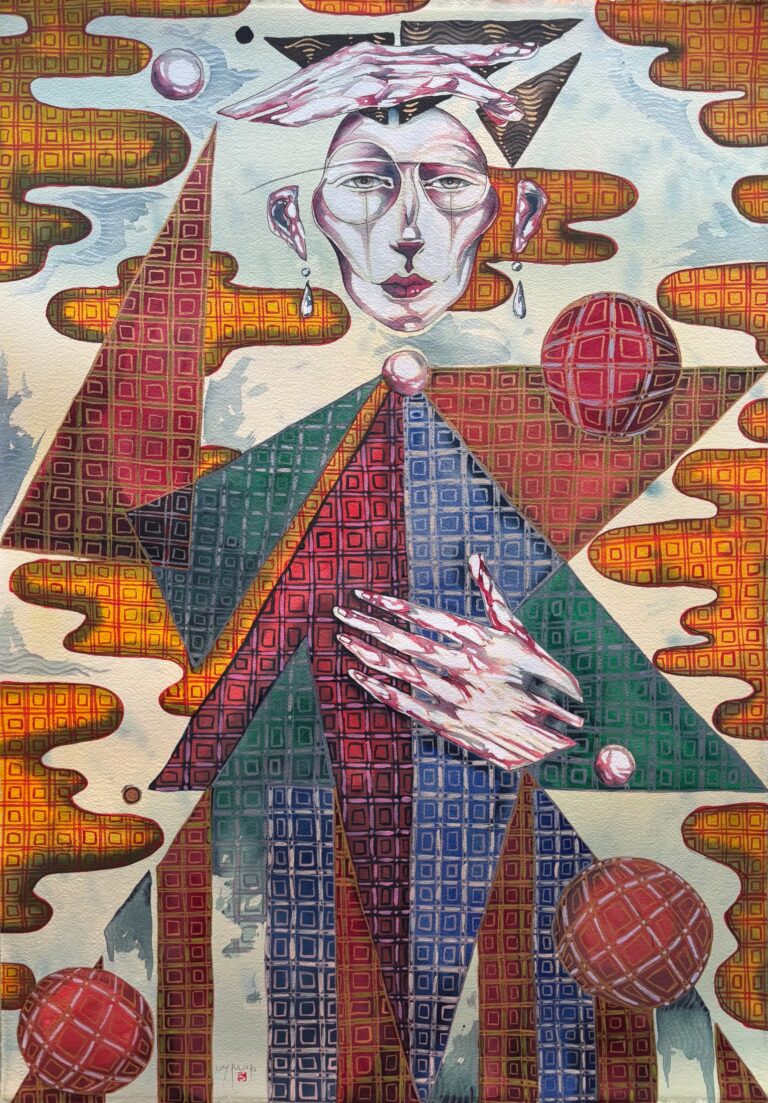 Pythia. Watercolour on 640gsm paper, 105 × 75 cm. Lucy Pulvers RI.